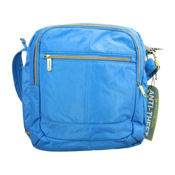 Travelon Anti Theft RFID Crossbody Shoulder Bag Navy Blue - Picture 1 of 16